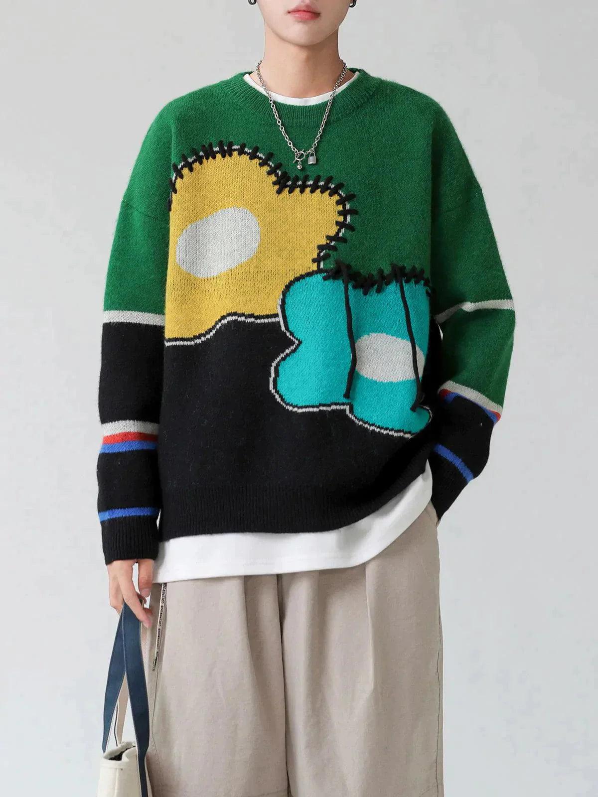 1984® - Flower Print Colorblock Sweater - 1984brand