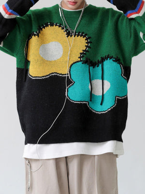 1984® - Flower Print Colorblock Sweater - 1984brand