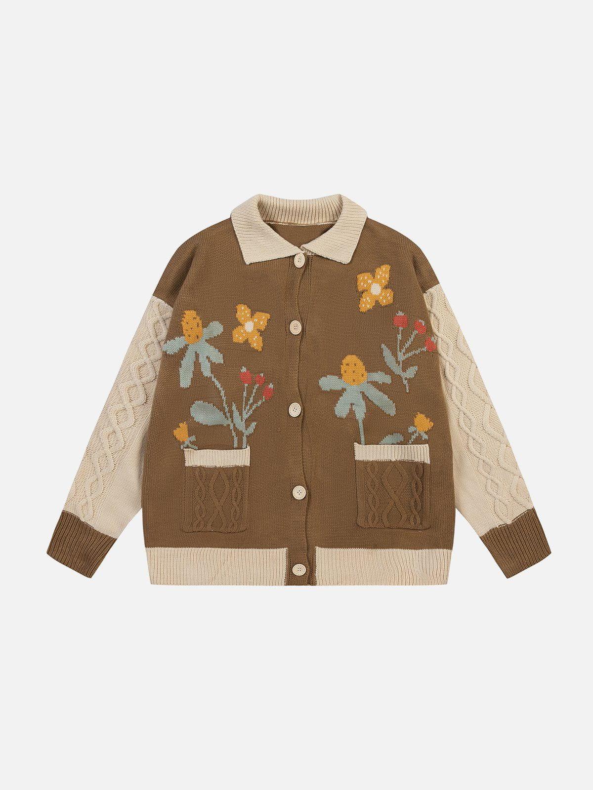 1984® - Flowers Knit Polo Cardigan 1984