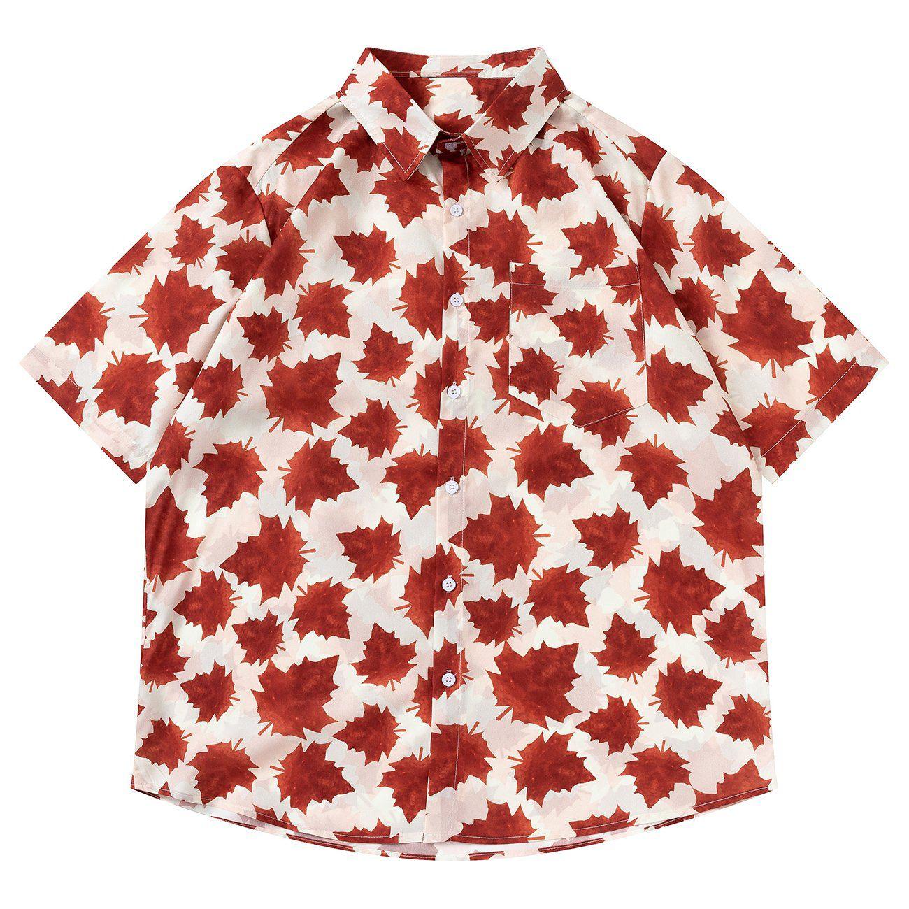 1984® - Full Maple Leaf Print Short Sleeve Shirt - 1984brand