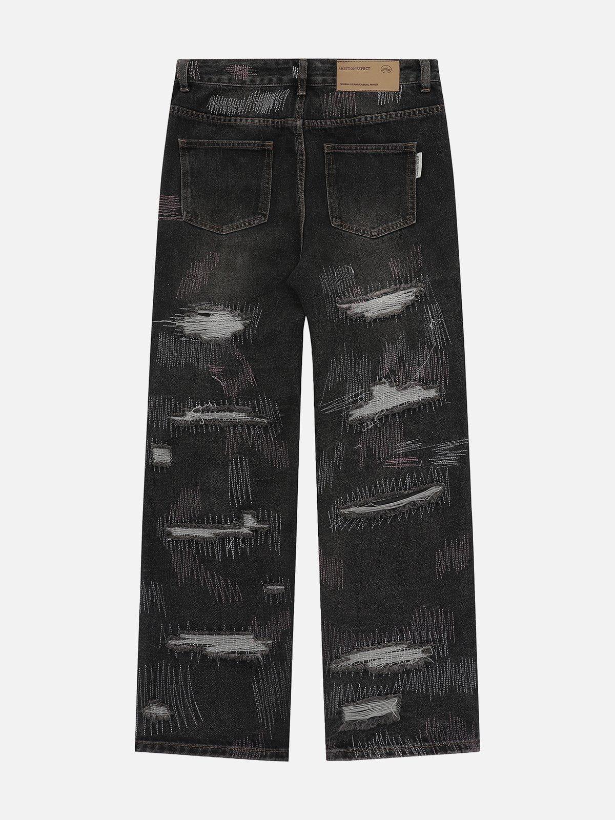 1984® - Graffiti Embroidered Ripped Jeans - 1984brand