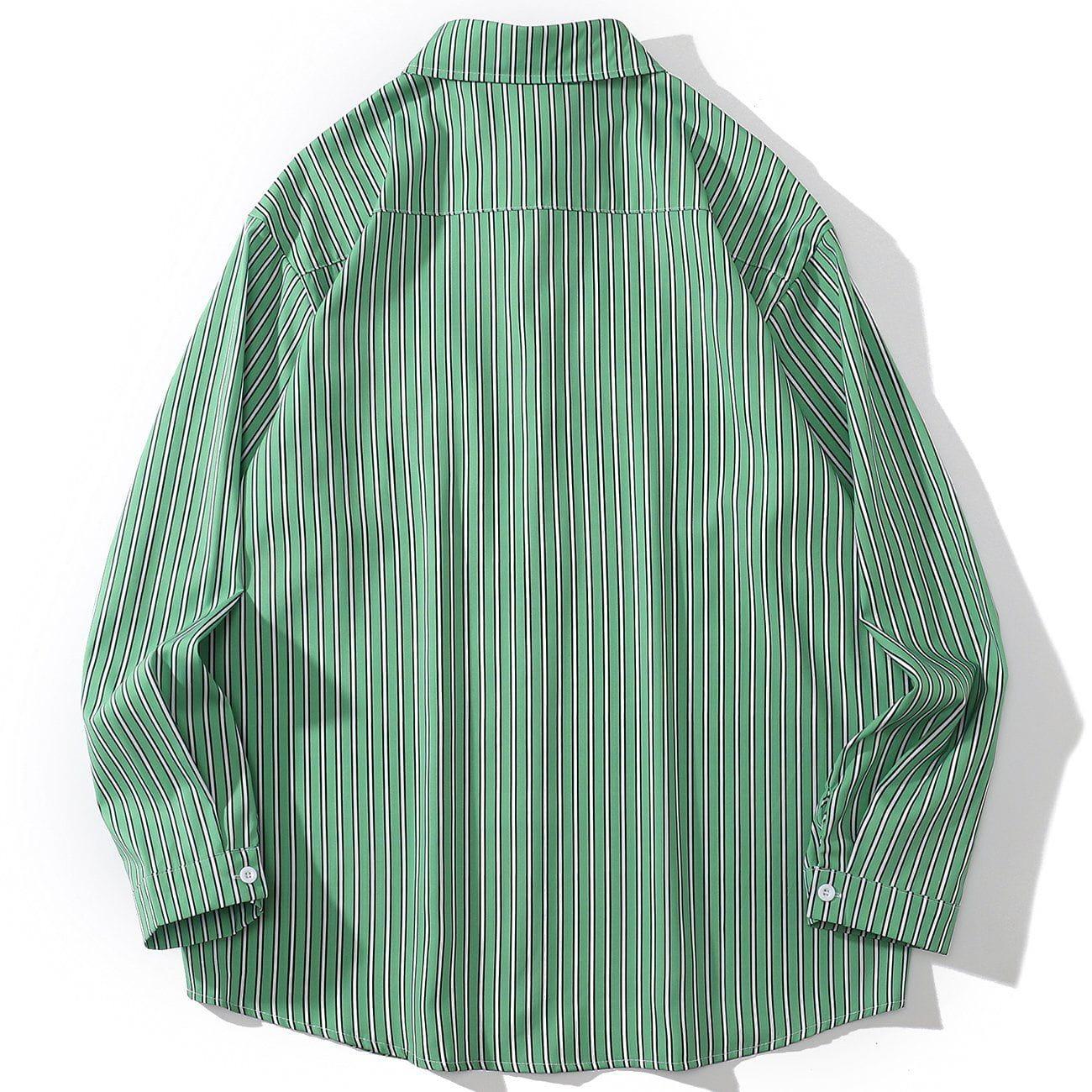 1984® - Green and White Striped Long Sleeve Shirt - 1984brand