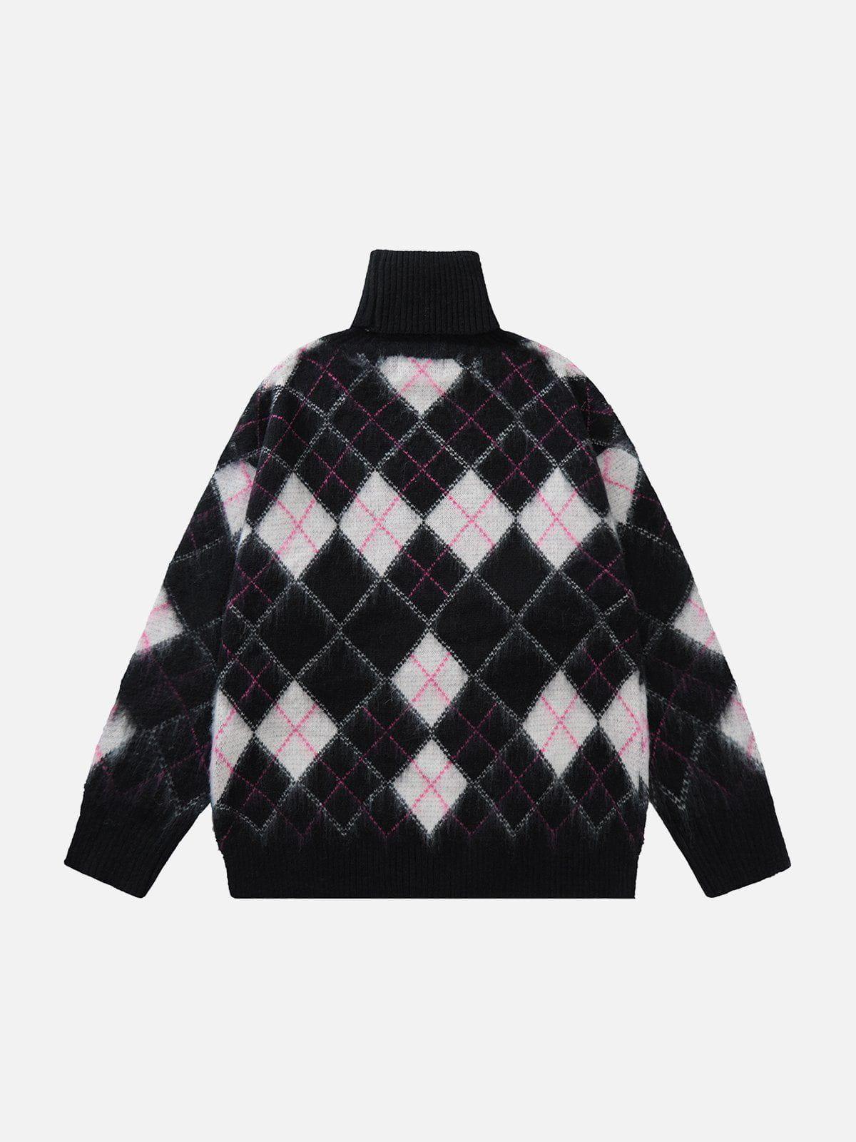 1984® - High Neck Diamond Color Block Sweater - 1984brand