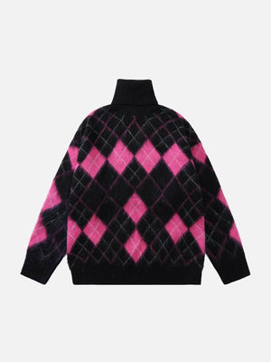 1984® - High Neck Diamond Color Block Sweater - 1984brand