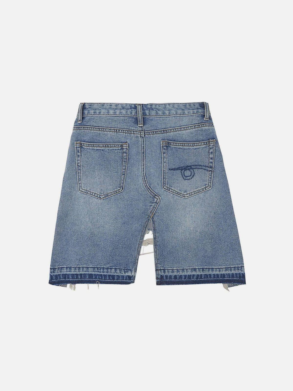 1984® - Hole Distressed Slim Fit Denim Shorts - 1984brand