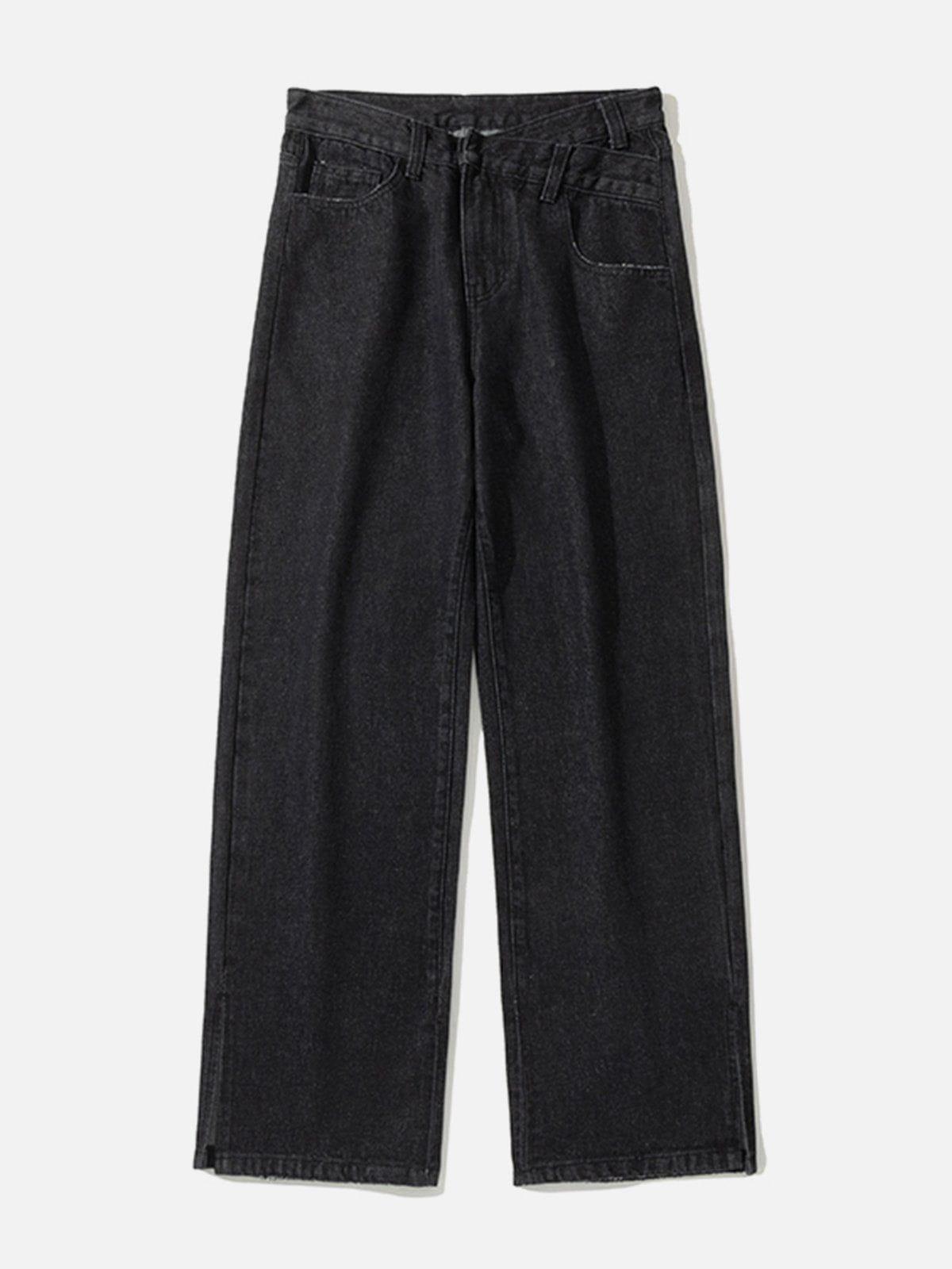 1984® - Irregular Waistline Slit Leg Jeans - 1984brand