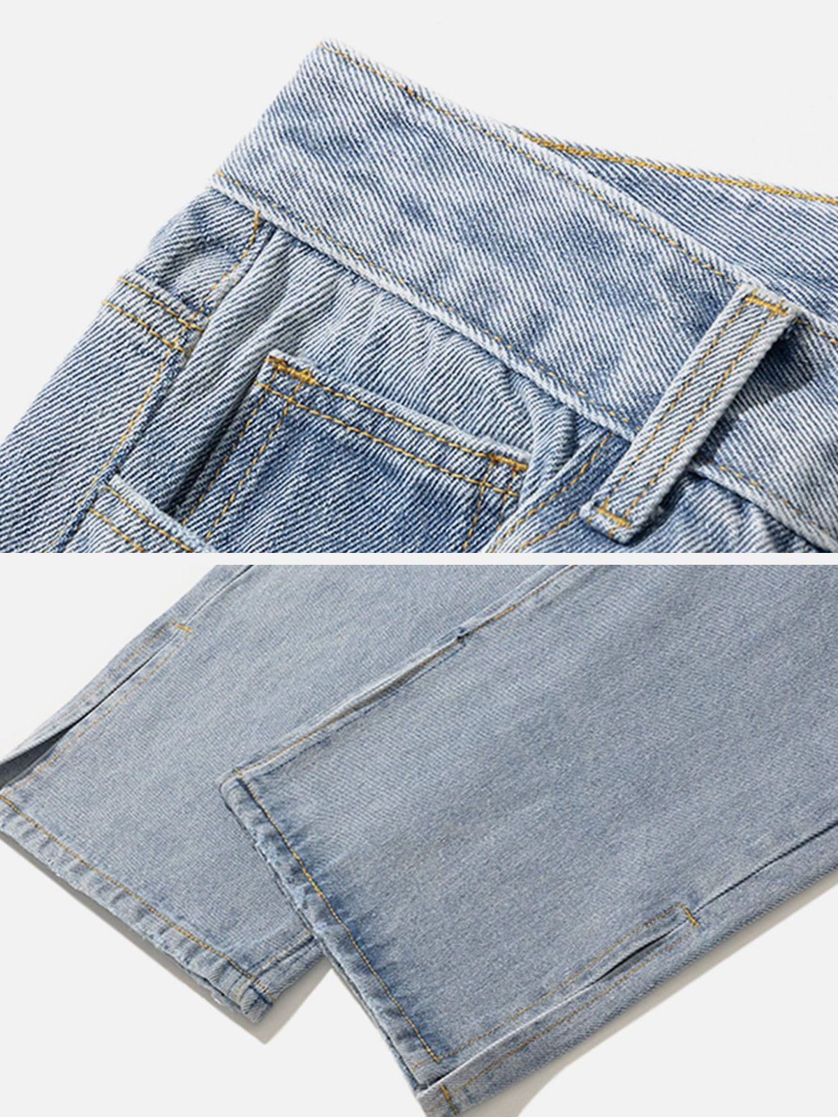 1984® - Irregular Waistline Slit Leg Jeans - 1984brand