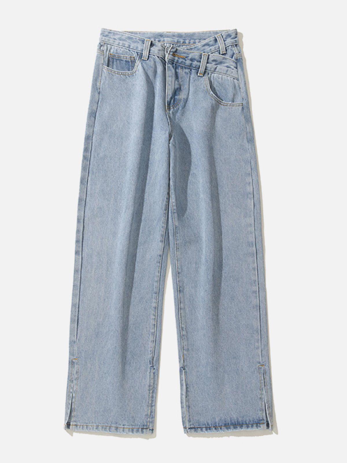 1984® - Irregular Waistline Slit Leg Jeans - 1984brand