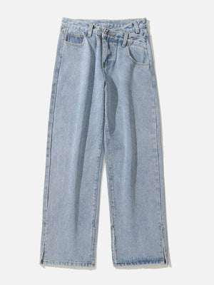 1984® - Irregular Waistline Slit Leg Jeans - 1984brand