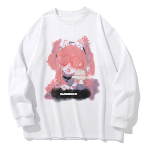 1984® - Japanese Graffiti Cartoon Girl Print Sweatshirt - 1984brand