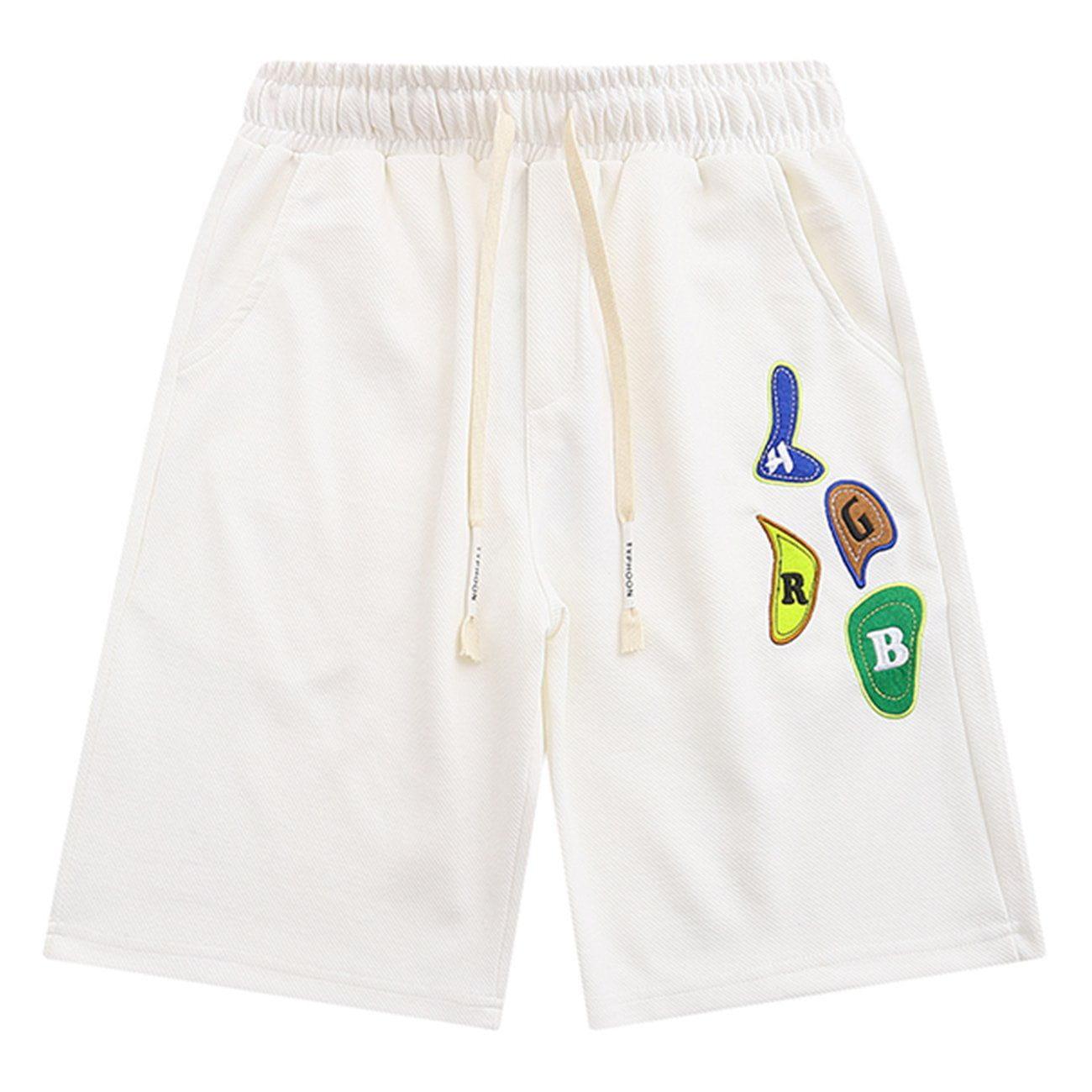 1984® - Letter Embroidery Solid Color Shorts - 1984brand