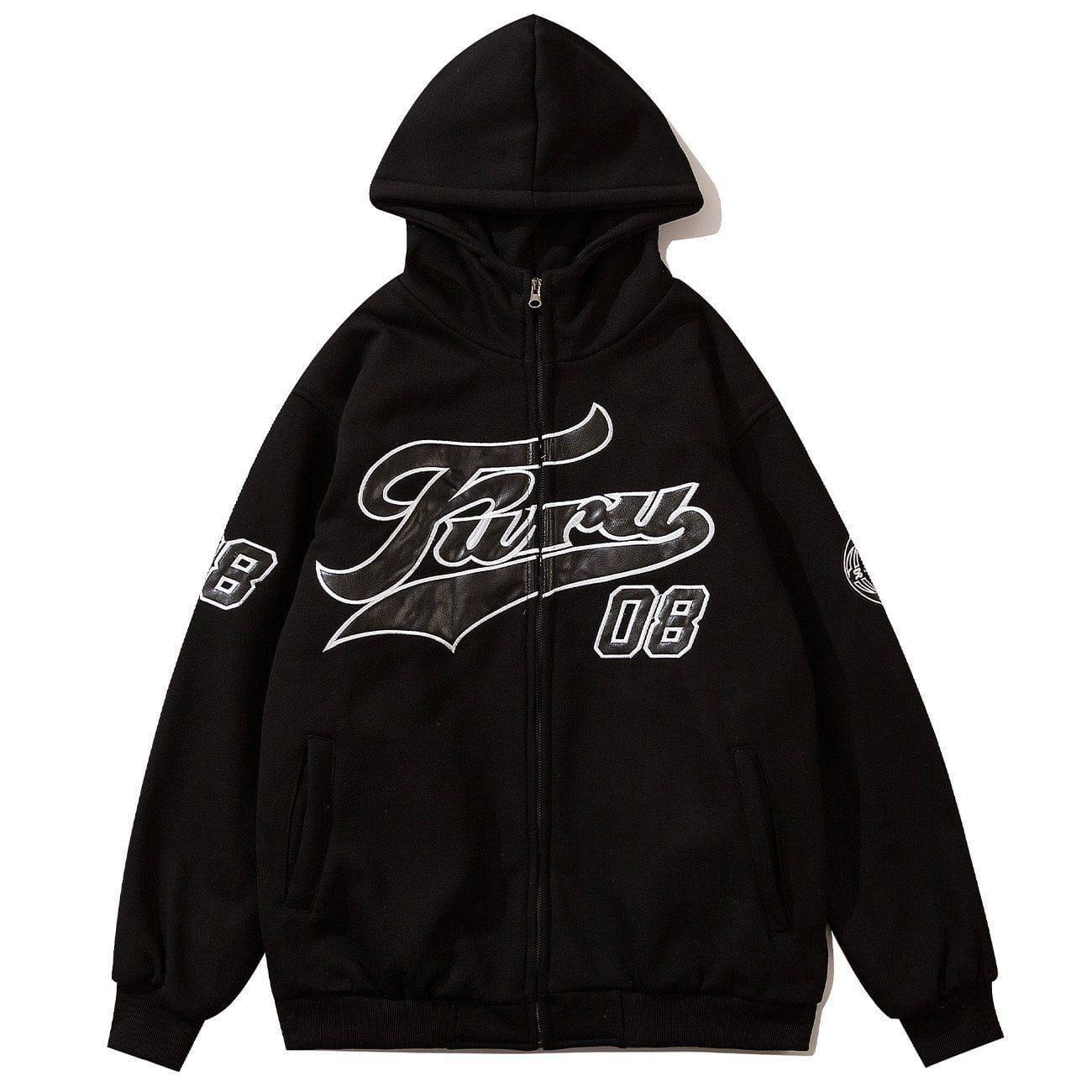 1984® - Letter Embroidery Zipper Hoodie - 1984brand