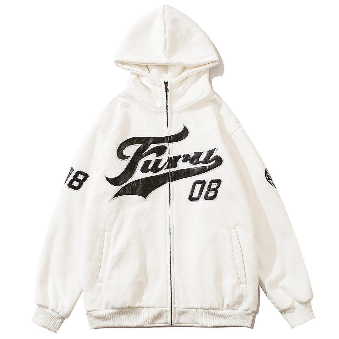 1984® - Letter Embroidery Zipper Hoodie - 1984brand