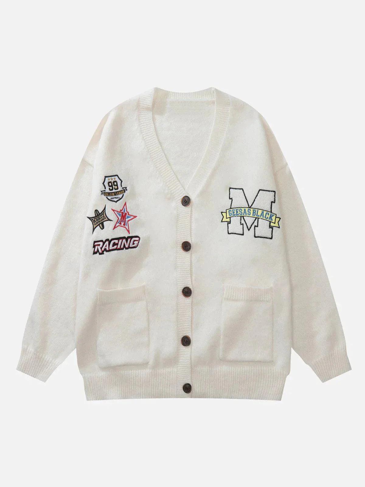 1984® - Letter Label Print Cardigan Sweater - 1984brand