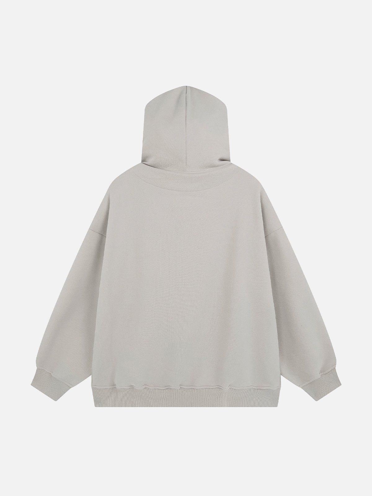 1984® - Letter Print Plush Pocket Zip Hoodie - 1984brand