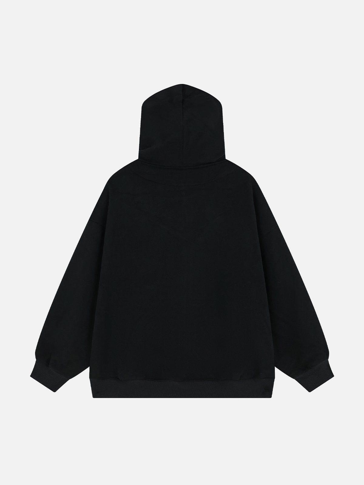 1984® - Letter Print Plush Pocket Zip Hoodie - 1984brand