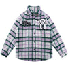 1984® - Letter Towel Embroidery Lattice Long-sleeved Shirt - 1984brand