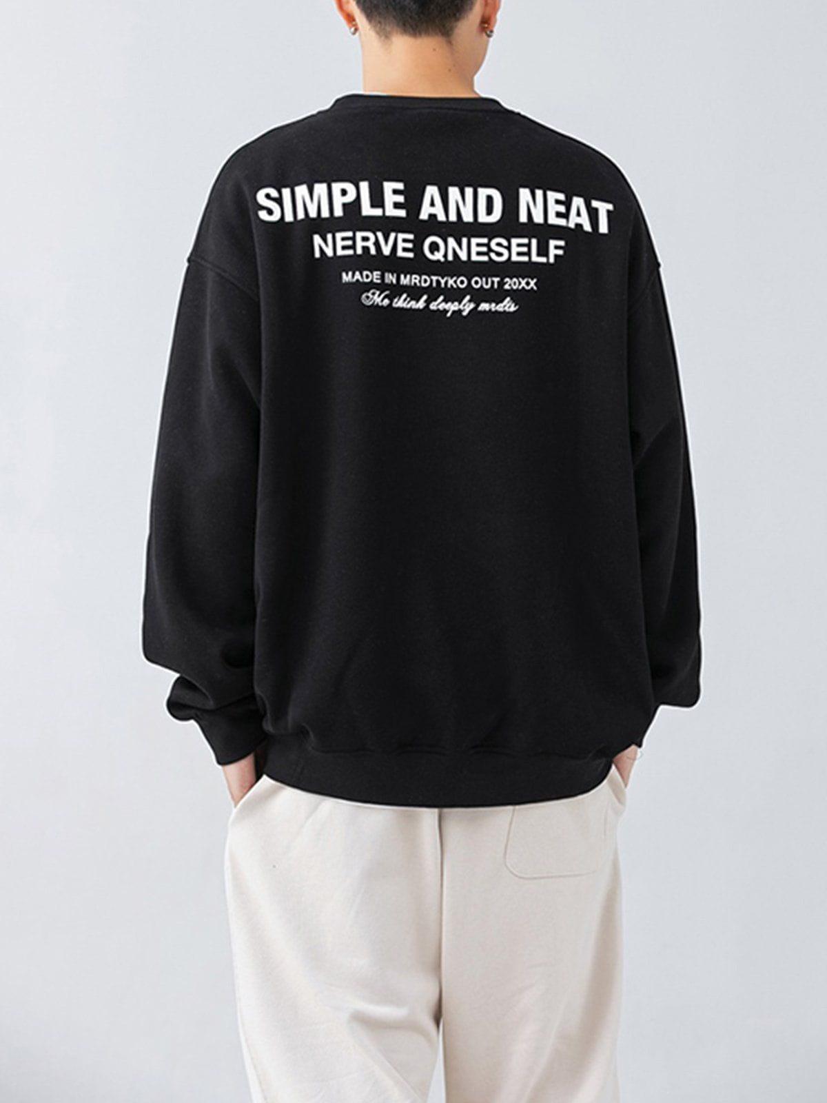 1984® - Neckline Stitching Letters Sweatshirt - 1984brand