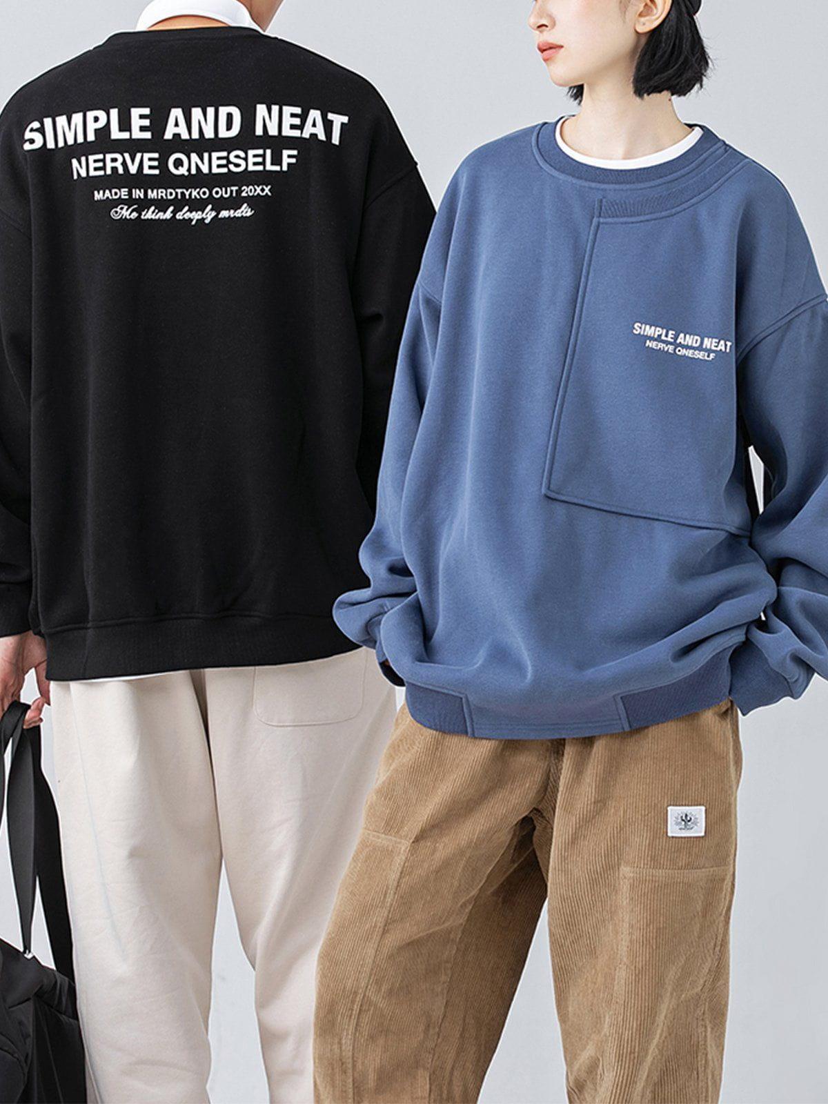 1984® - Neckline Stitching Letters Sweatshirt - 1984brand