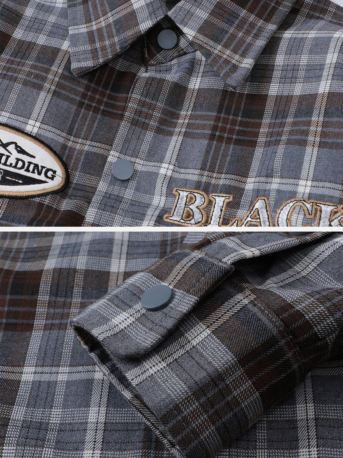 1984® - Patch Embroidered Plaid Long Sleeve Shirt - 1984brand