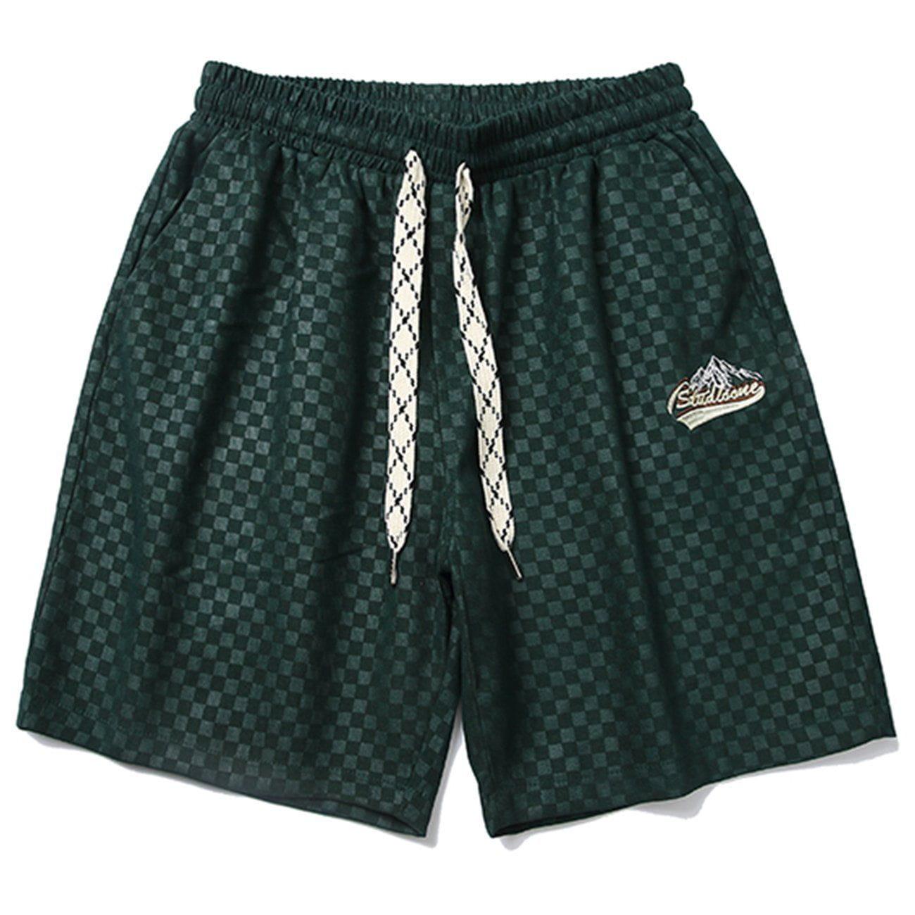 1984® - Plaid Embroidered Letters Shorts - 1984brand