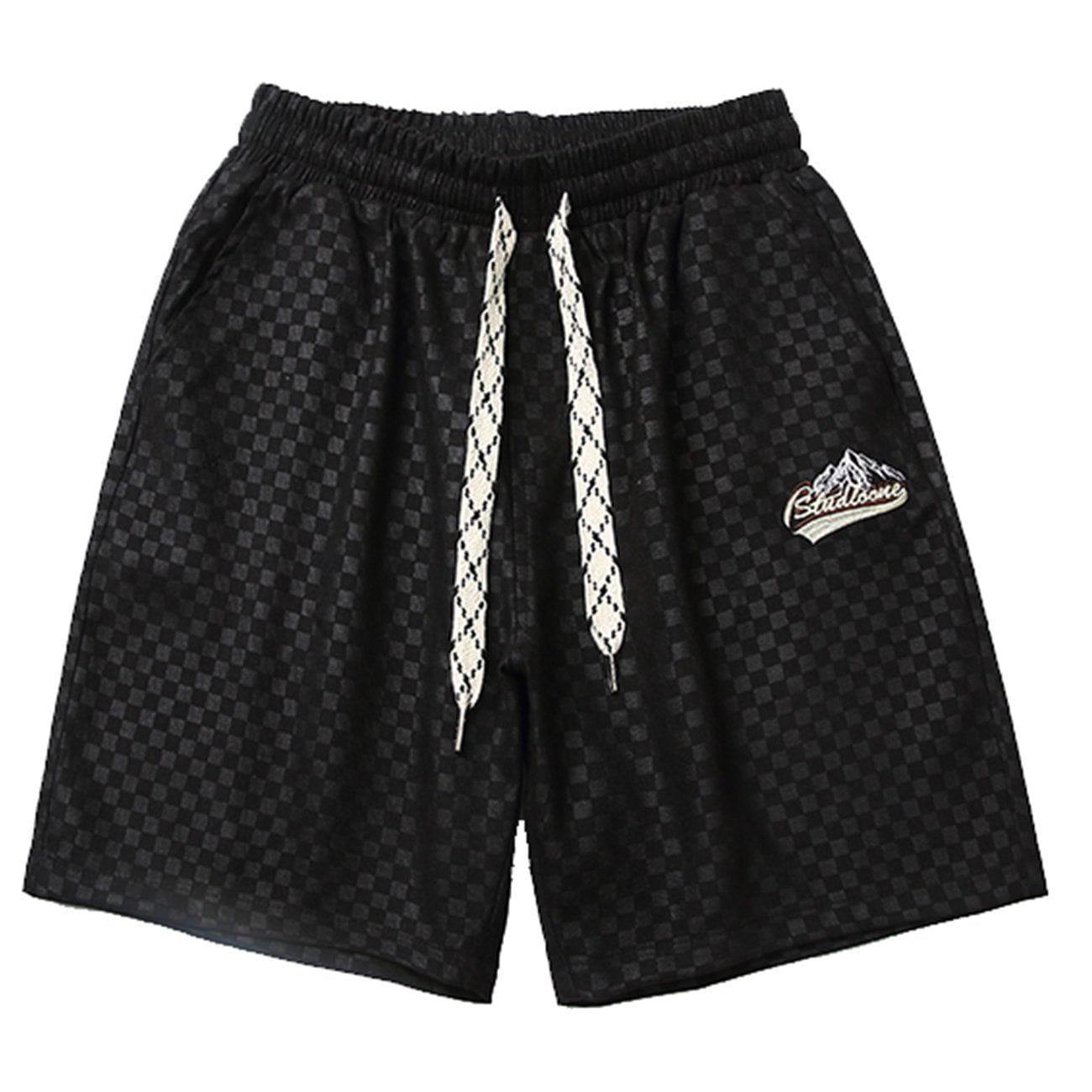 1984® - Plaid Embroidered Letters Shorts - 1984brand