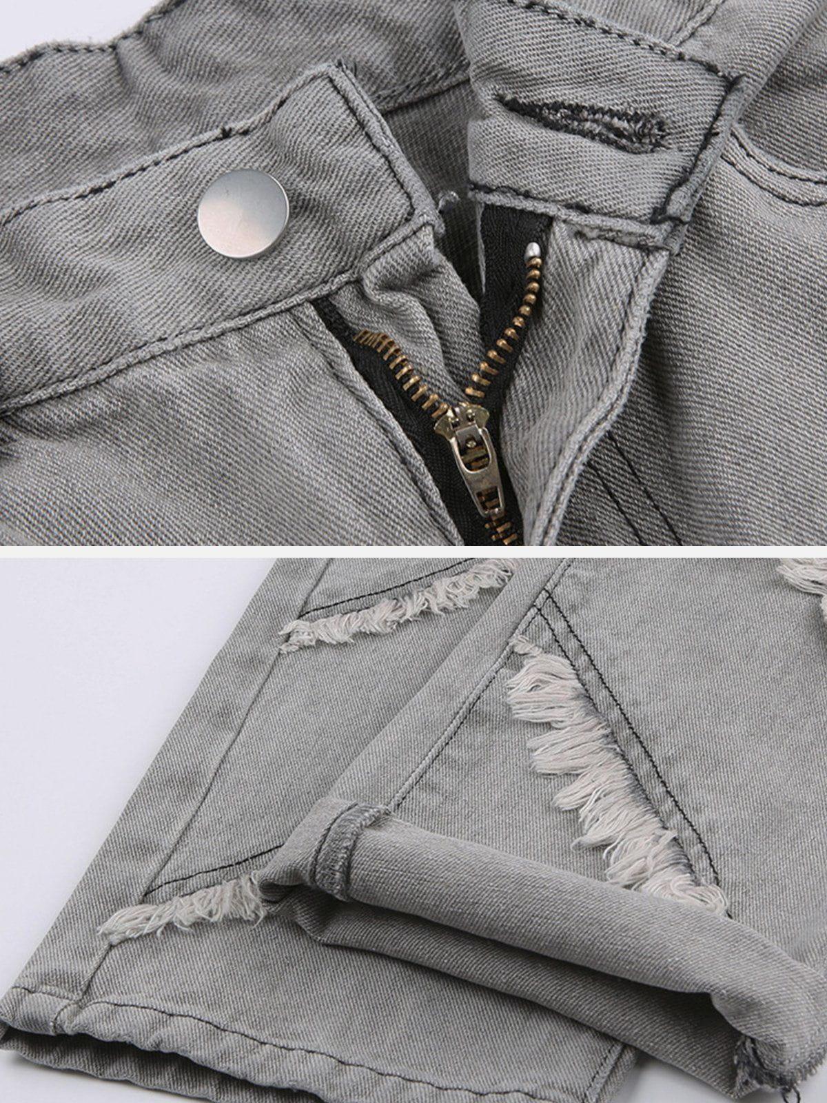 1984® - Raw edge Patchwork High Rise Straight Leg Jeans - 1984brand