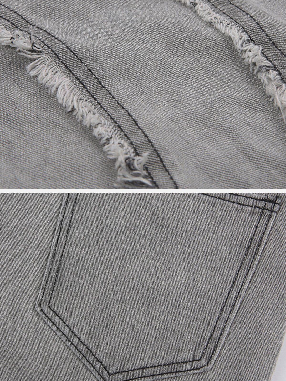 1984® - Raw edge Patchwork High Rise Straight Leg Jeans - 1984brand