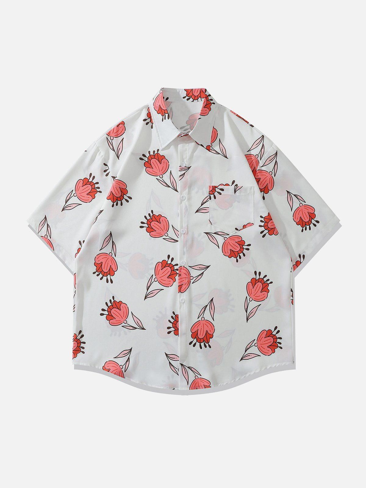 1984® - Rose Element Print Short Sleeve Shirts - 1984brand