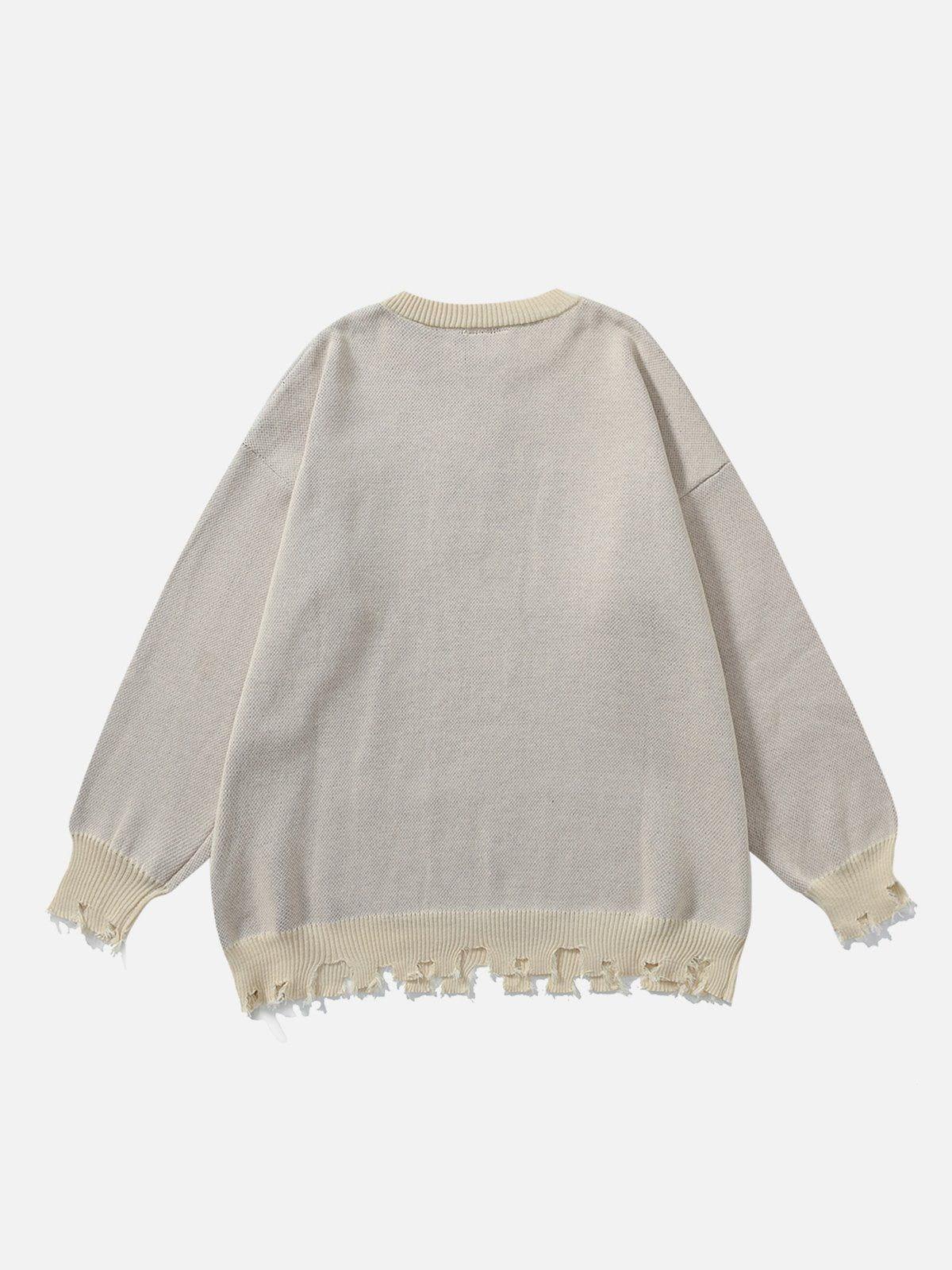 1984® - Rose Embroidered Raw Edge Sweater - 1984brand