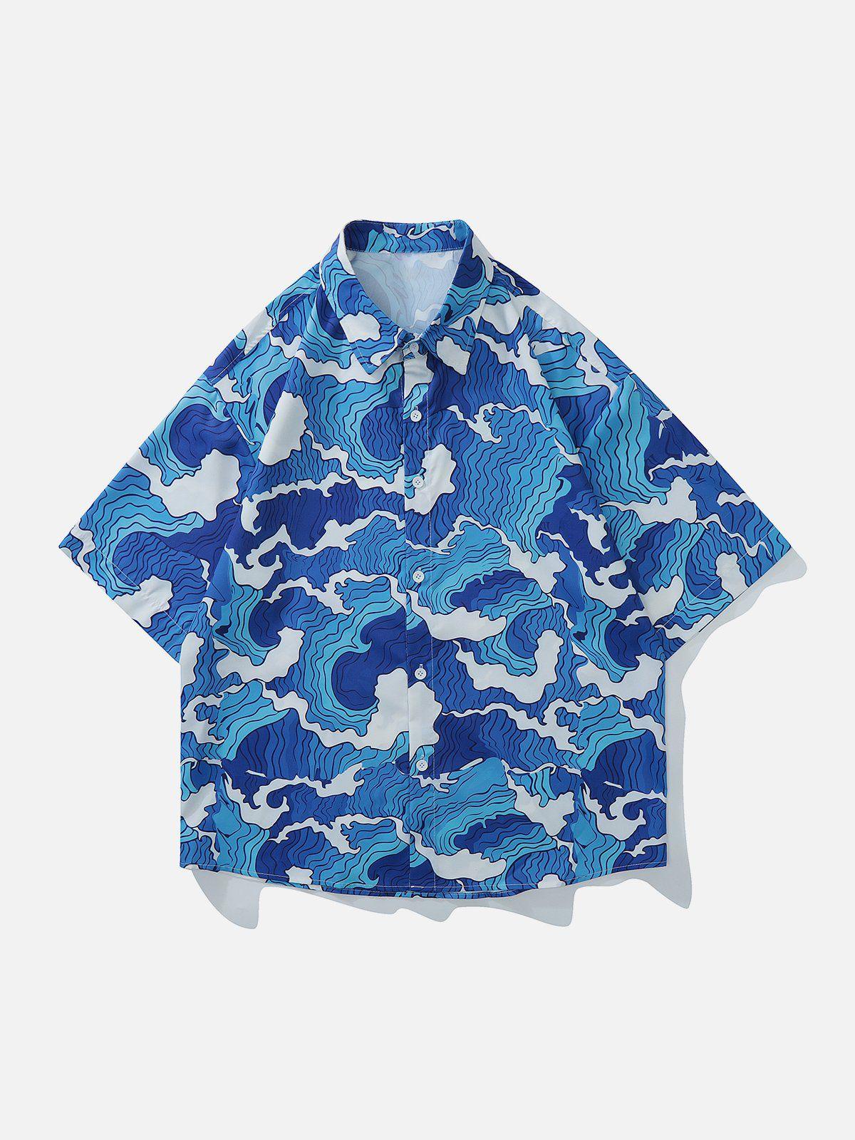 1984® - Sea Wave Print Short Sleeve Shirts - 1984brand