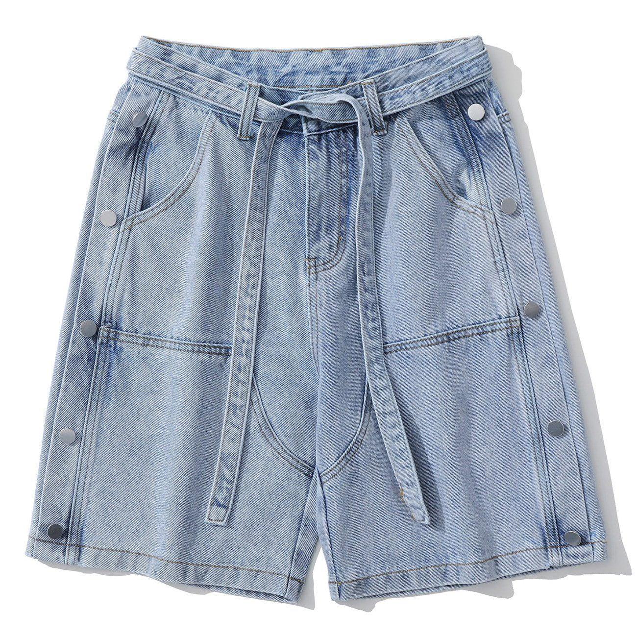 1984® - Side Button Straps Denim Shorts - 1984brand