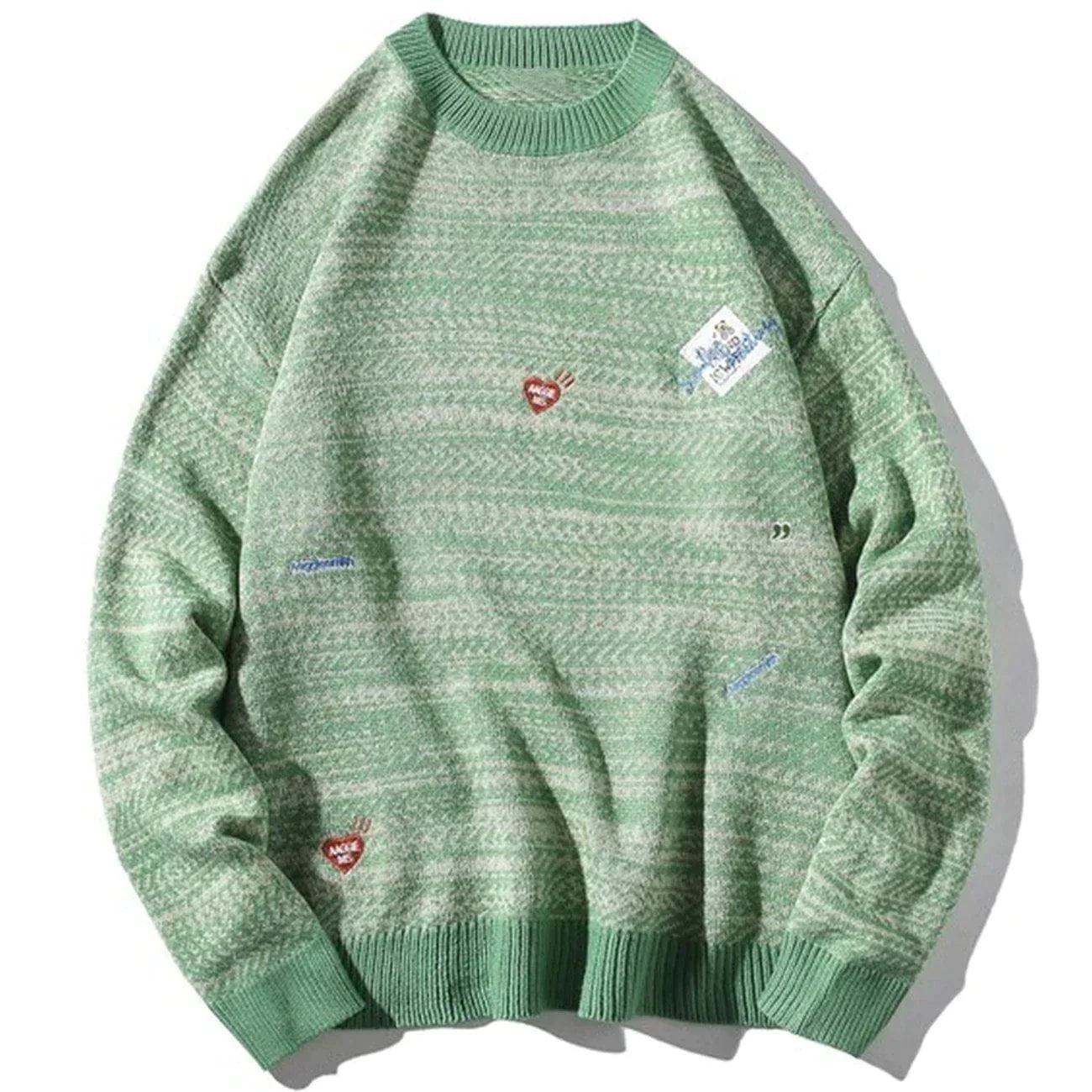 1984® - Simple Embroidered Striped Knit Sweater - 1984brand