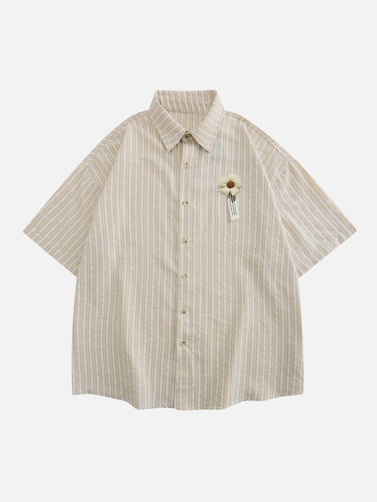 1984® - Small Flower Pendant Stripes Short Sleeve Shirt - 1984brand