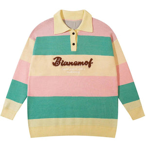 1984® - Striped Color Matching Knit Sweater - 1984brand