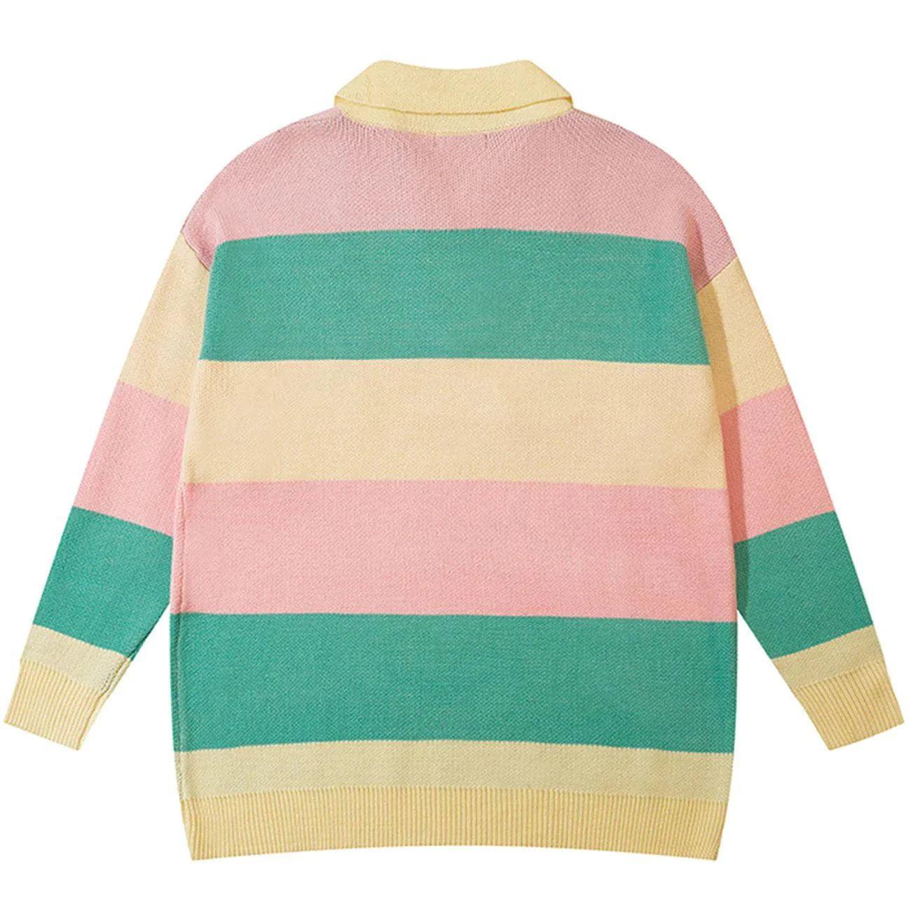 1984® - Striped Color Matching Knit Sweater - 1984brand