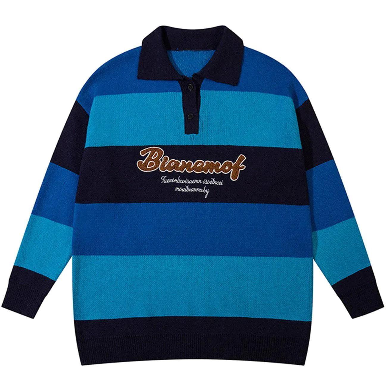 1984® - Striped Color Matching Knit Sweater - 1984brand