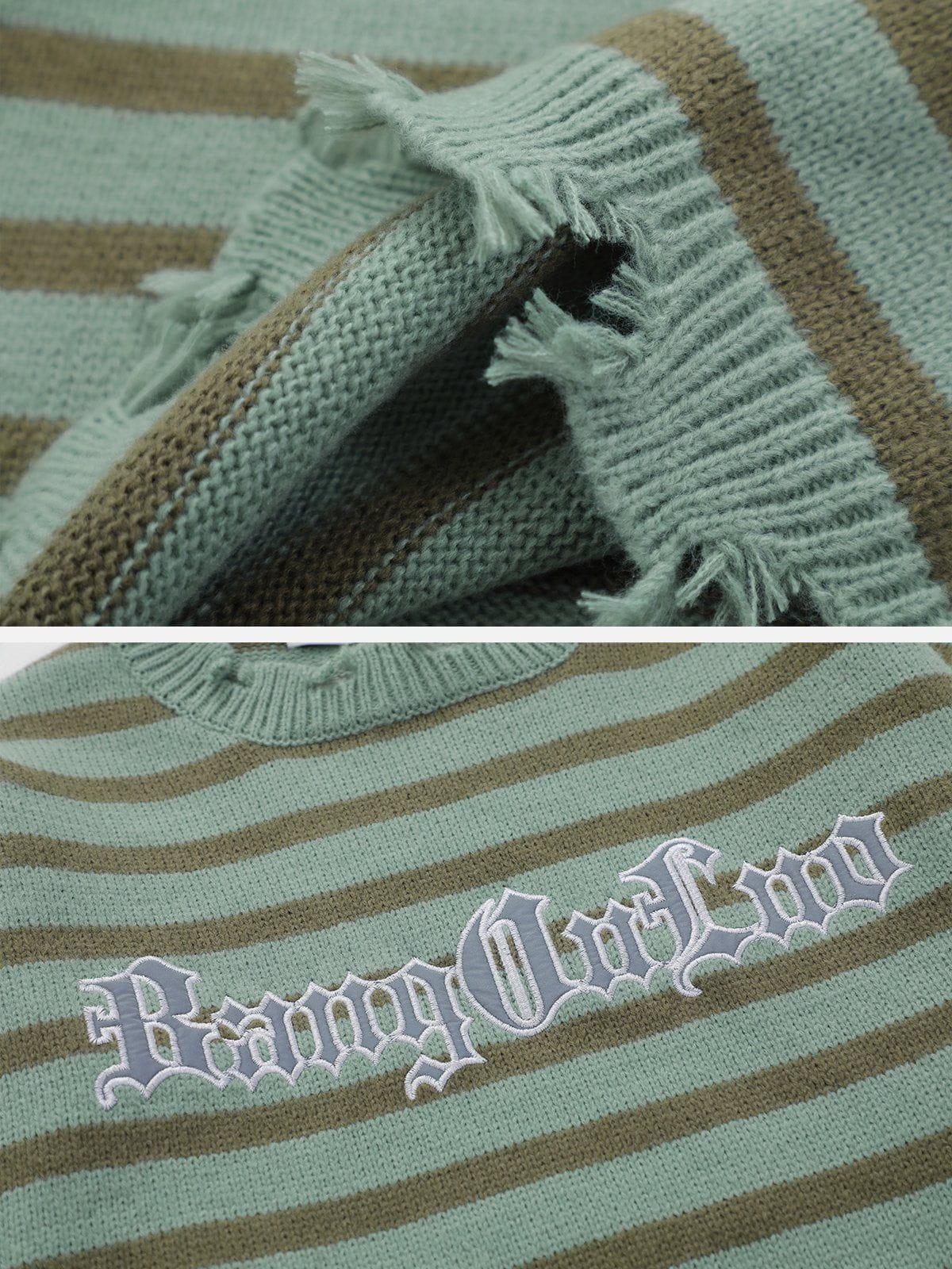 1984® - Striped Frayed Sweater - 1984brand