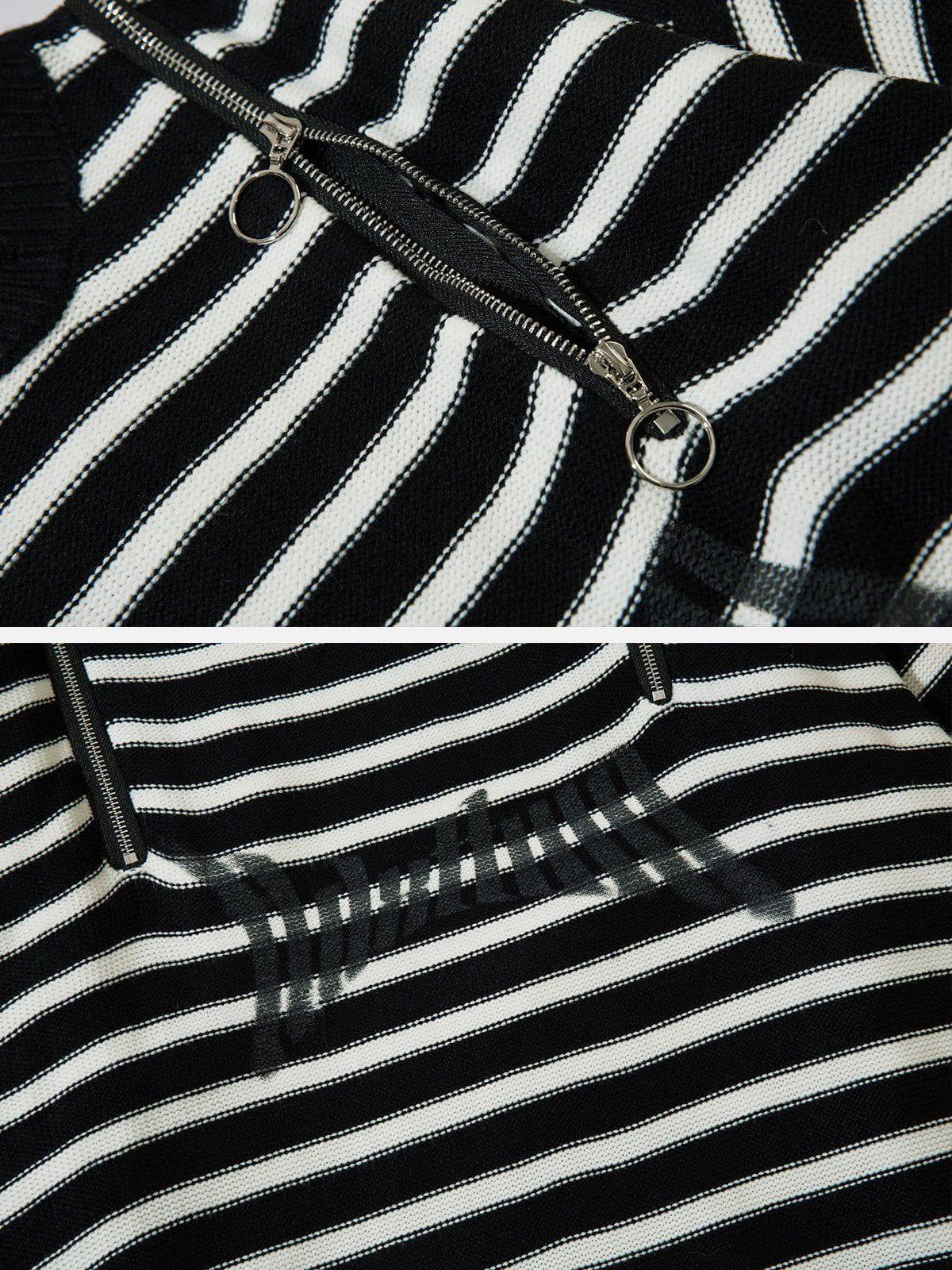 1984® - Striped Zipper Design Sweater - 1984brand