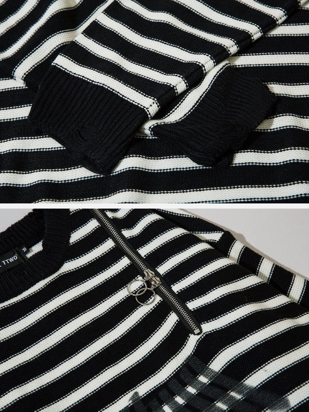 1984® - Striped Zipper Design Sweater - 1984brand