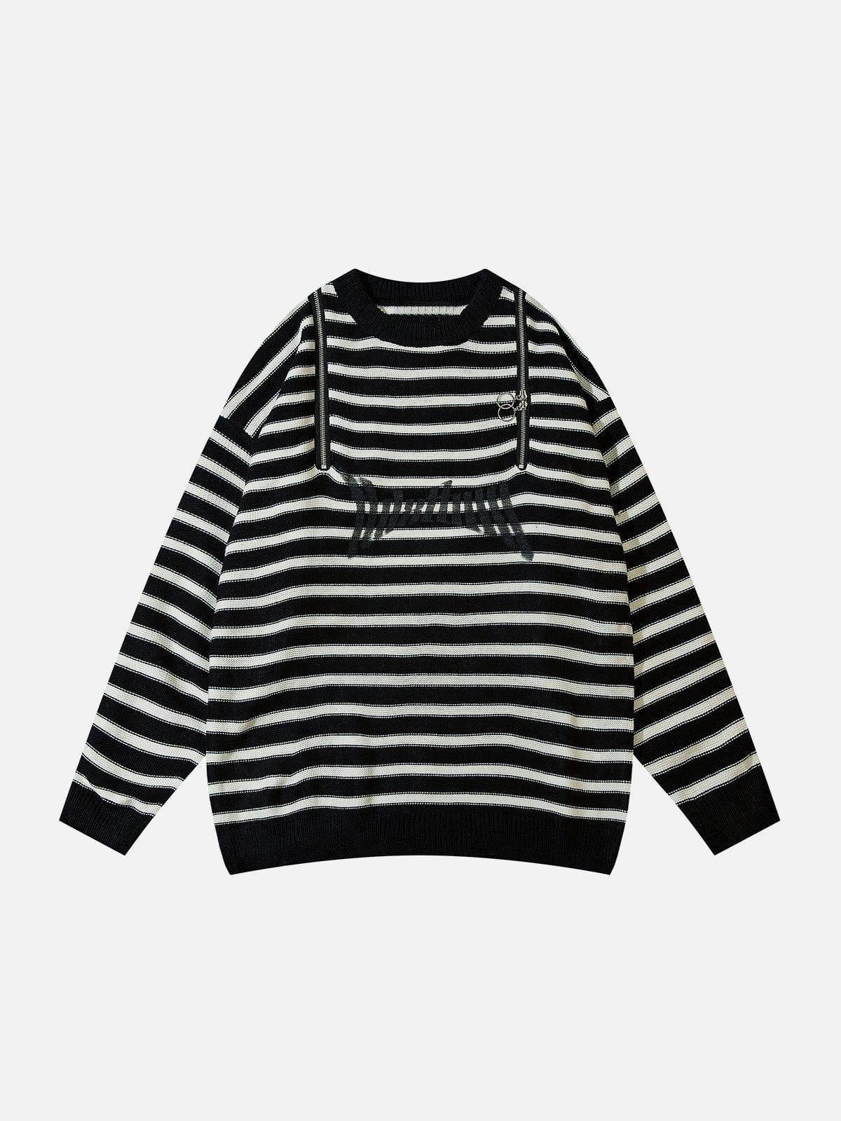 1984® - Striped Zipper Design Sweater - 1984brand