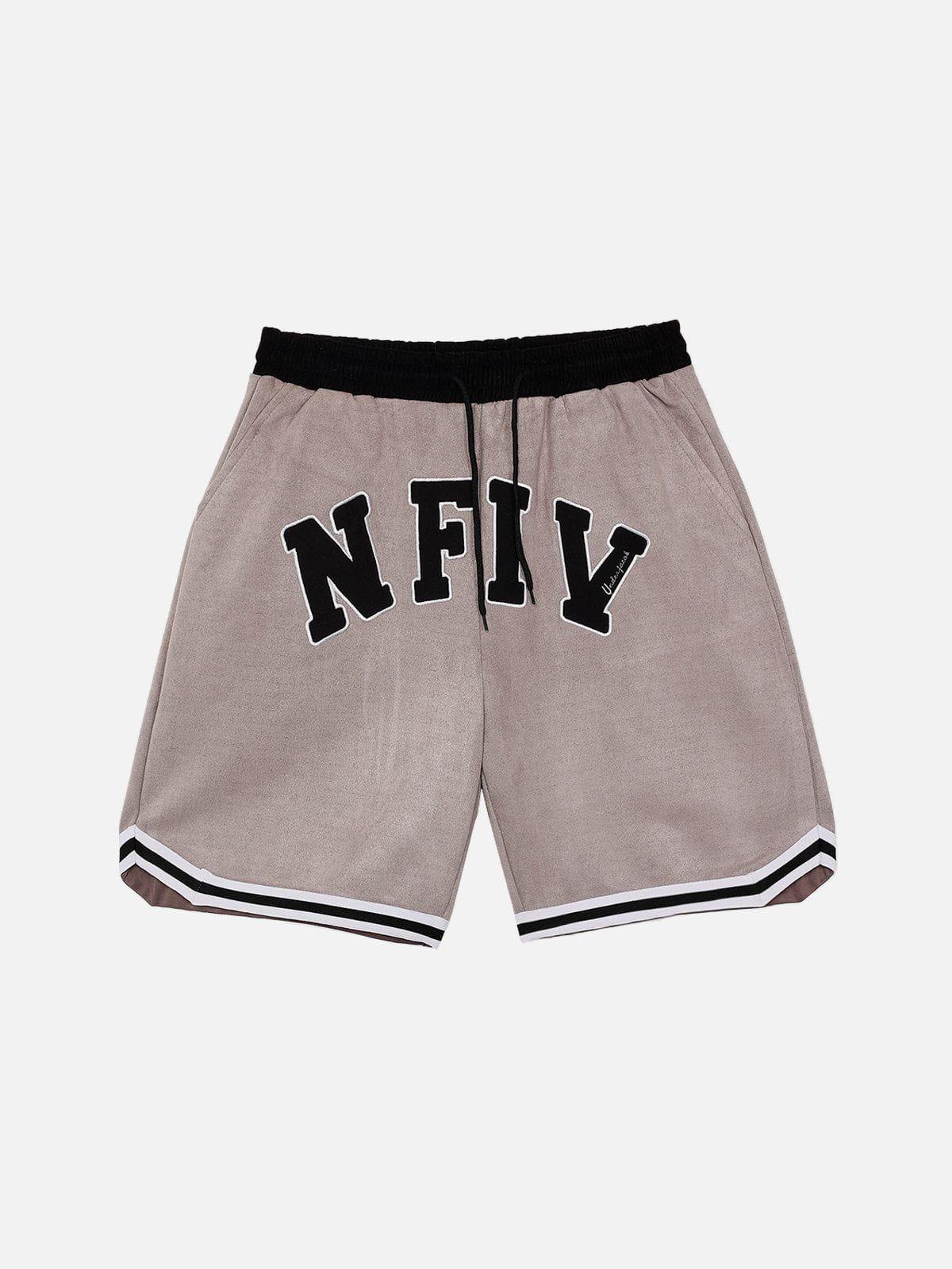 1984® - Suede "NFIV" Letters Print Shorts - 1984brand