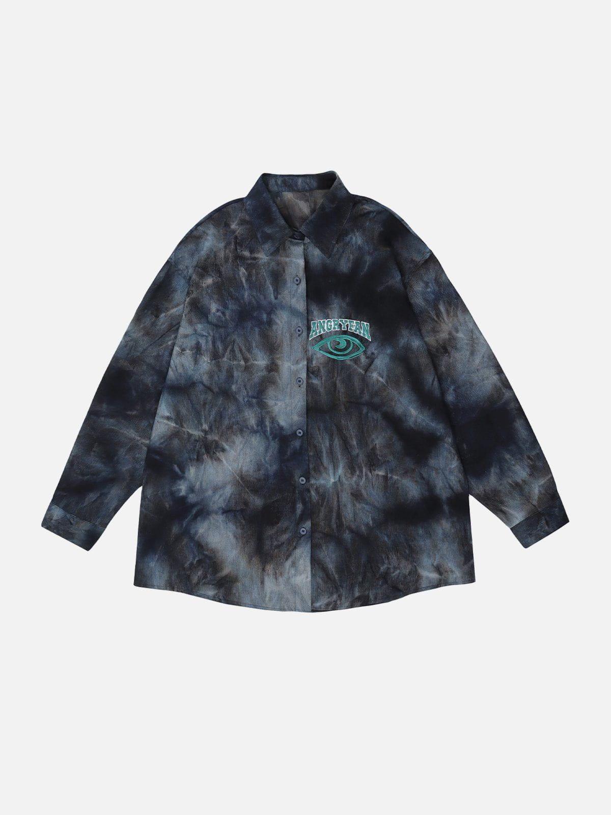 1984® - Tie Dye Letter Print Long Sleeve Shirt - 1984brand