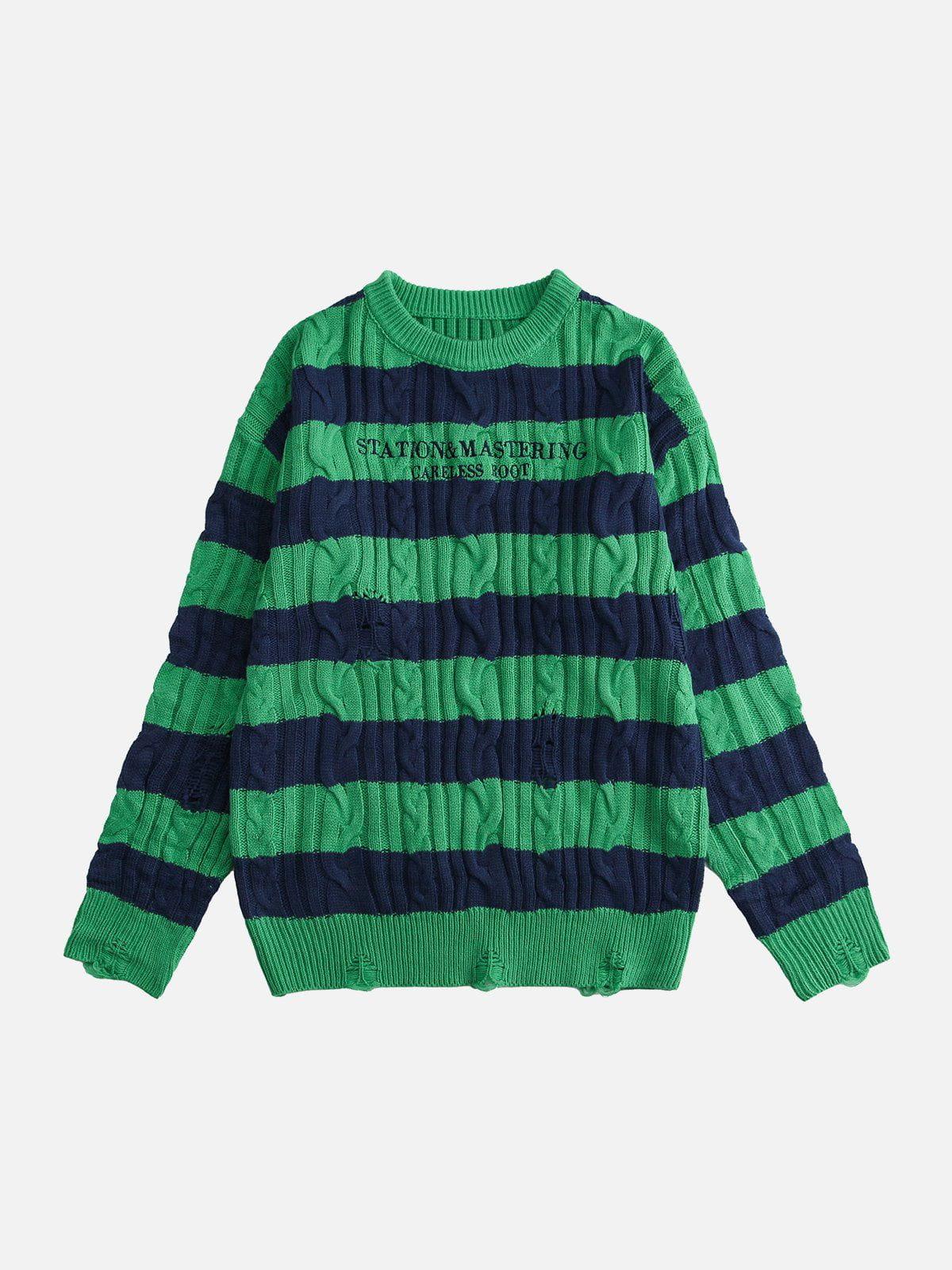 1984® - Torn Stripe Collision Color Sweater - 1984brand