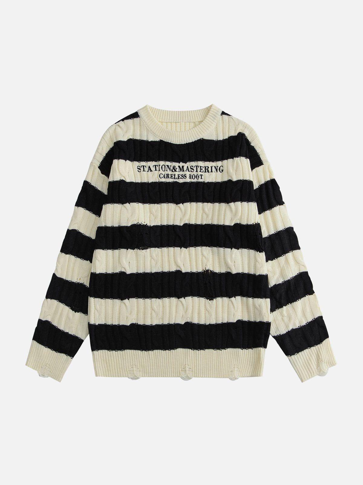 1984® - Torn Stripe Collision Color Sweater - 1984brand