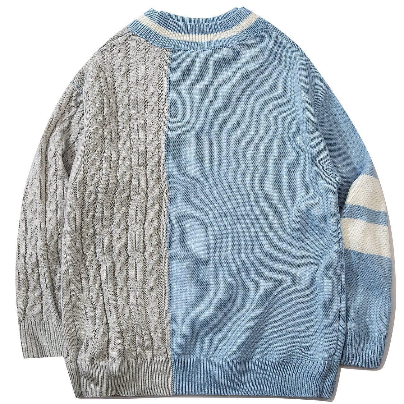 1984® - Towel Embroidered Color Block Knit Sweater - 1984brand