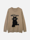 1984® - Vintage Flocked Cartoon Cat Sweater - 1984brand