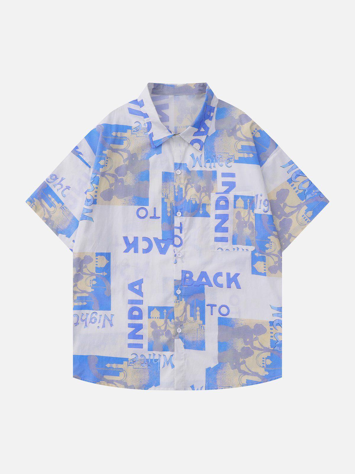 1984® - Vintage Letter Print Short Sleeve Shirts - 1984brand