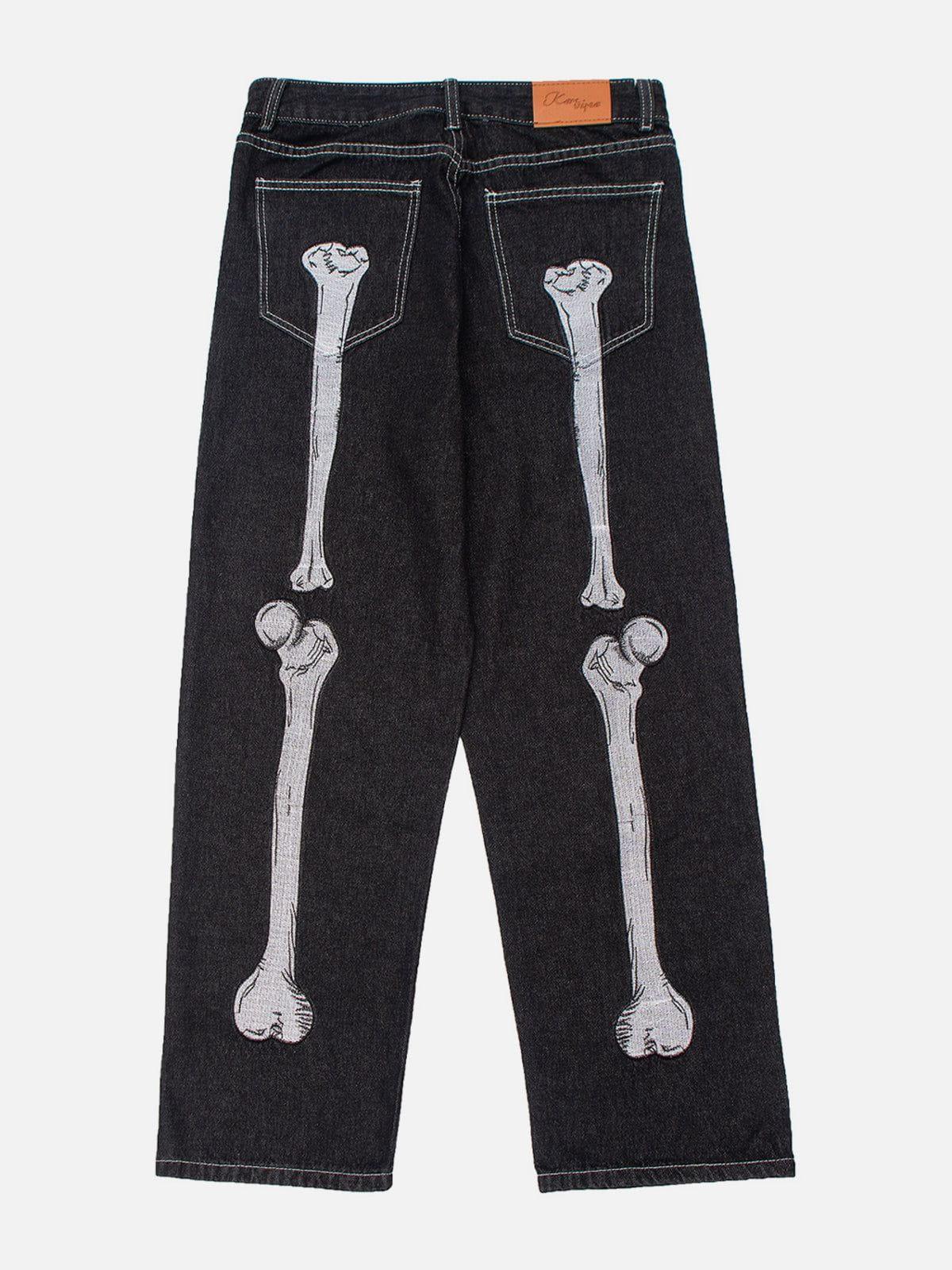 1984® - Vintage Skull Bone Embroidery Jeans - 1984brand