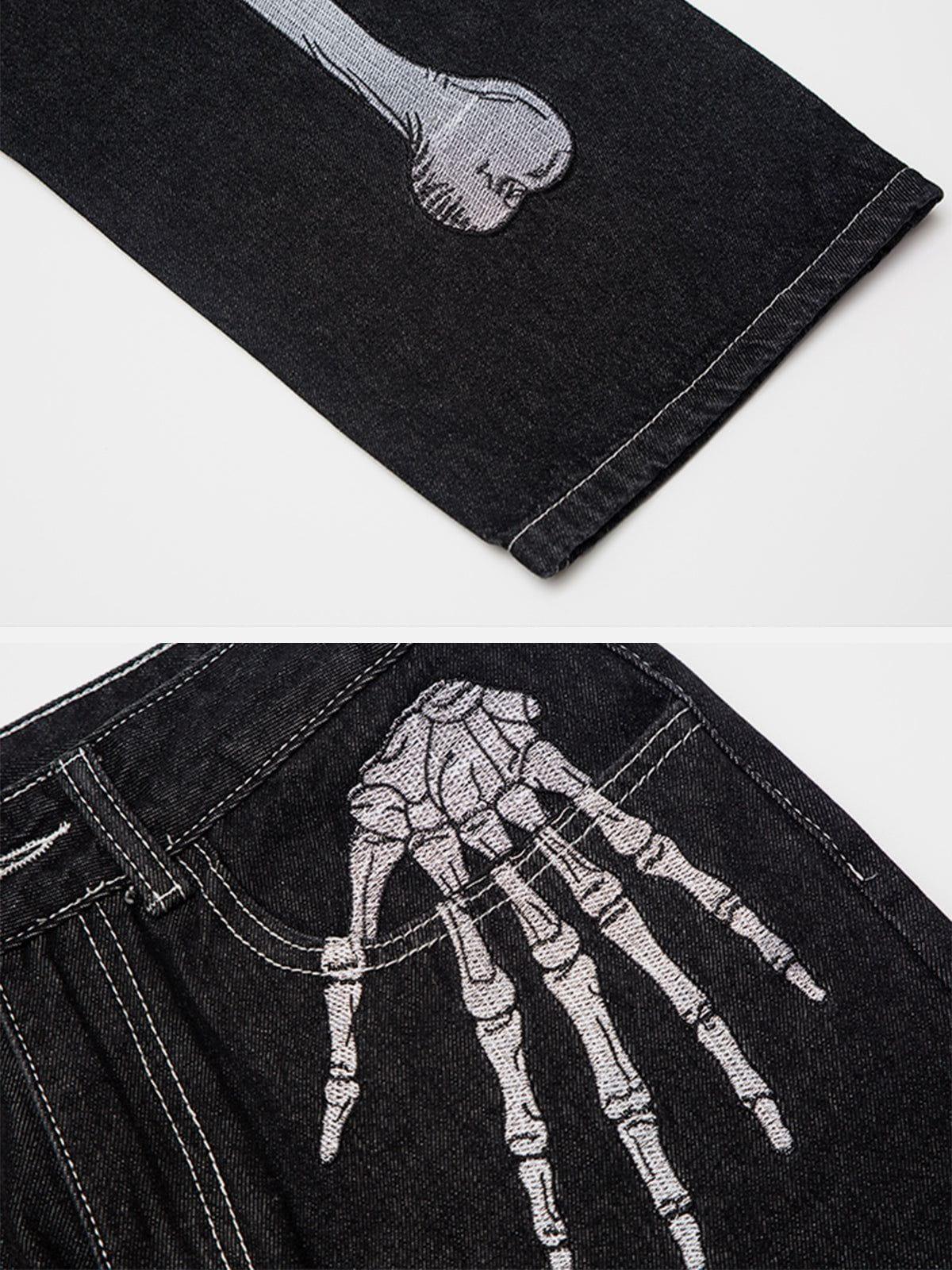 1984® - Vintage Skull Bone Embroidery Jeans - 1984brand